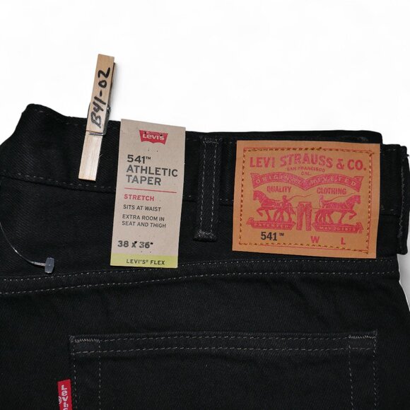 Levis 541 Athletic Fit Jeans Men's Size 38x36 Flex Denim Solid Black NWT - Picture 7 of 12